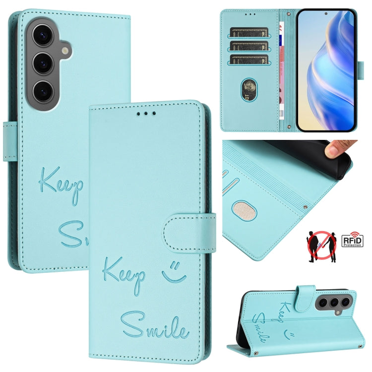 Smile Embossing RFID Leather Phone Case