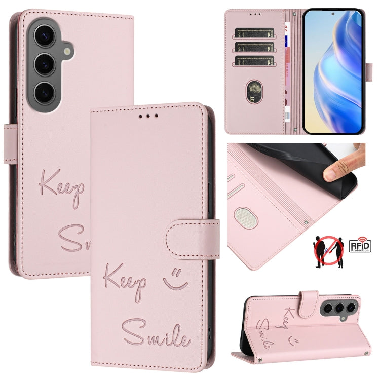 Smile Embossing RFID Leather Phone Case