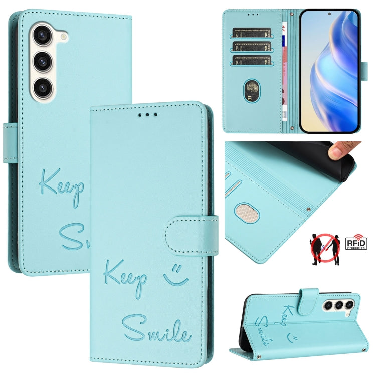 Smile Embossing RFID Leather Phone Case