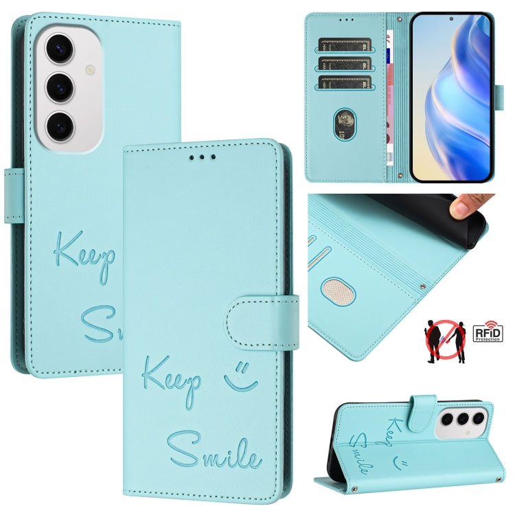 Smile Embossing RFID Leather Phone Case