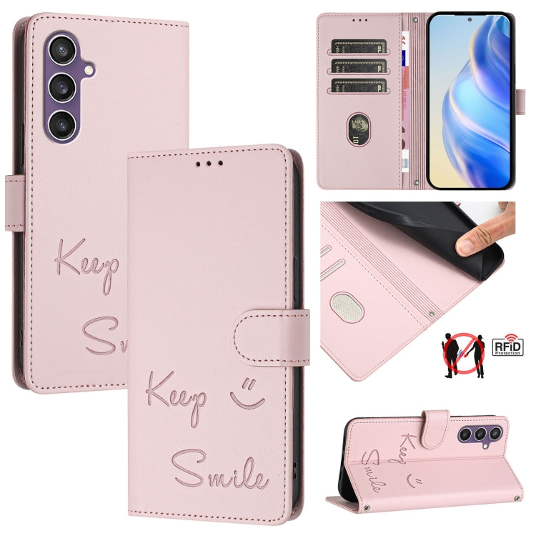 Smile Embossing RFID Leather Phone Case