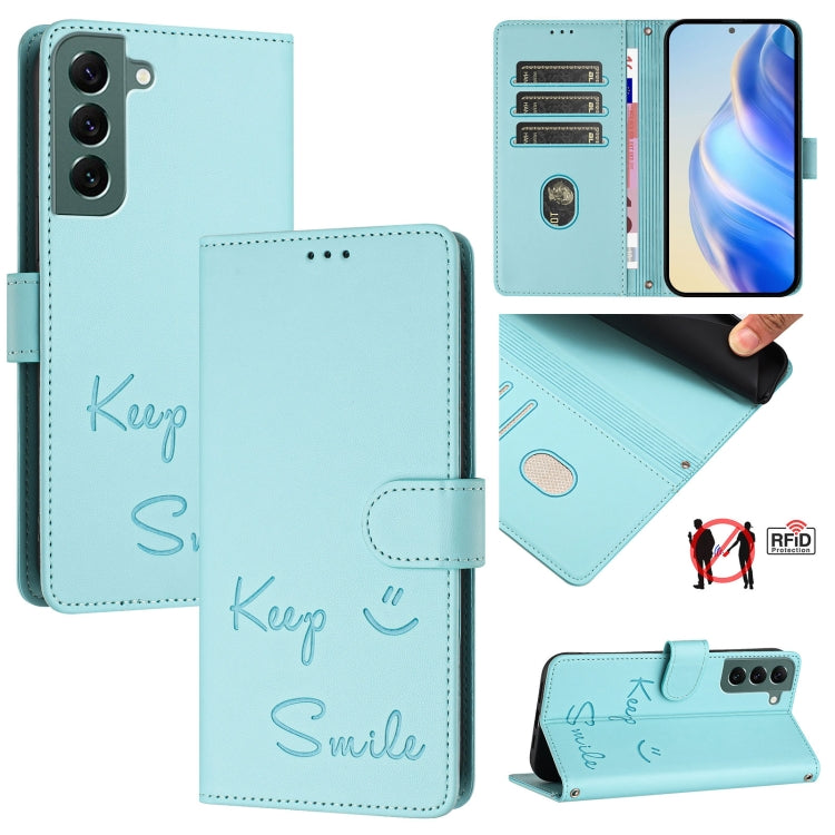 Smile Embossing RFID Leather Phone Case