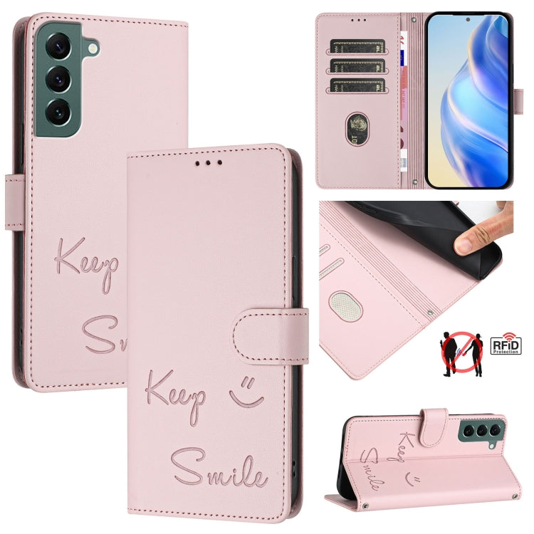 Smile Embossing RFID Leather Phone Case