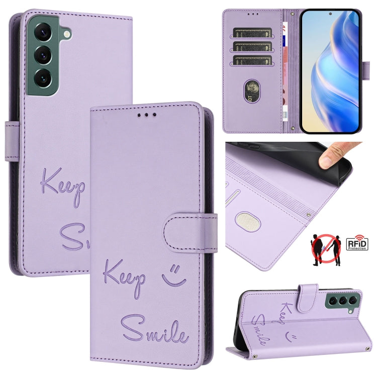 Smile Embossing RFID Leather Phone Case
