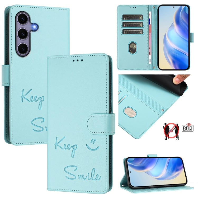 Smile Embossing RFID Leather Phone Case