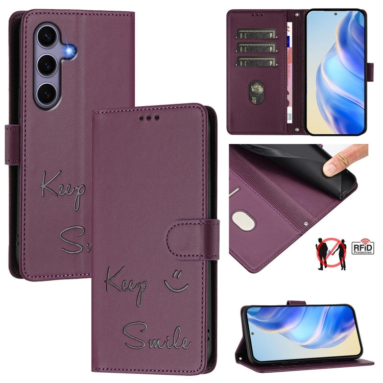 Smile Embossing RFID Leather Phone Case