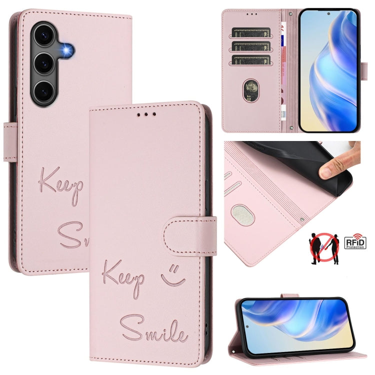 Smile Embossing RFID Leather Phone Case
