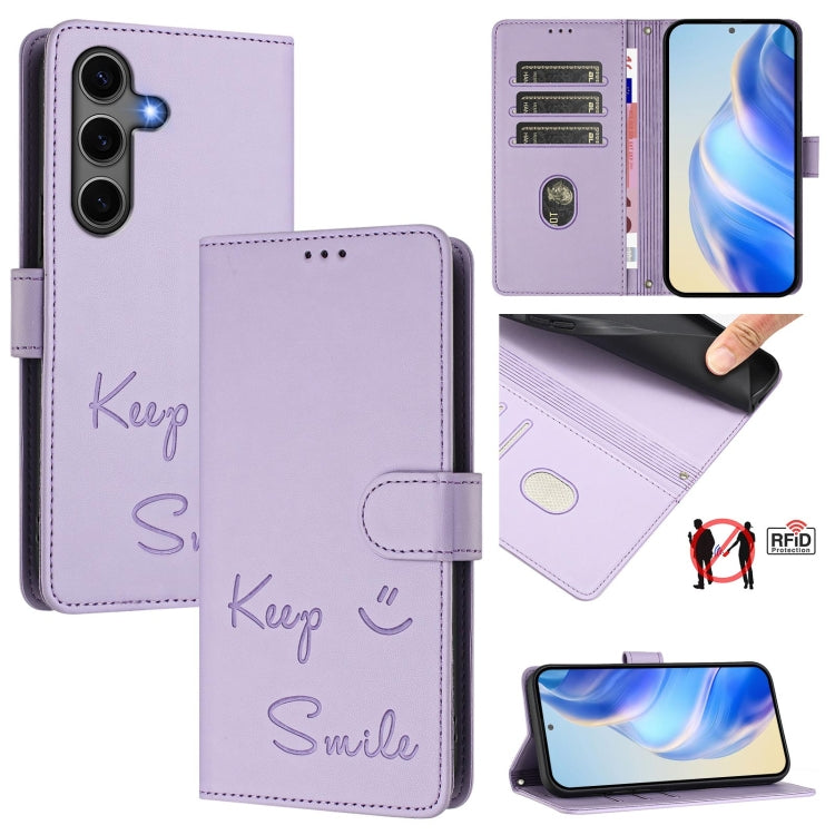 Smile Embossing RFID Leather Phone Case