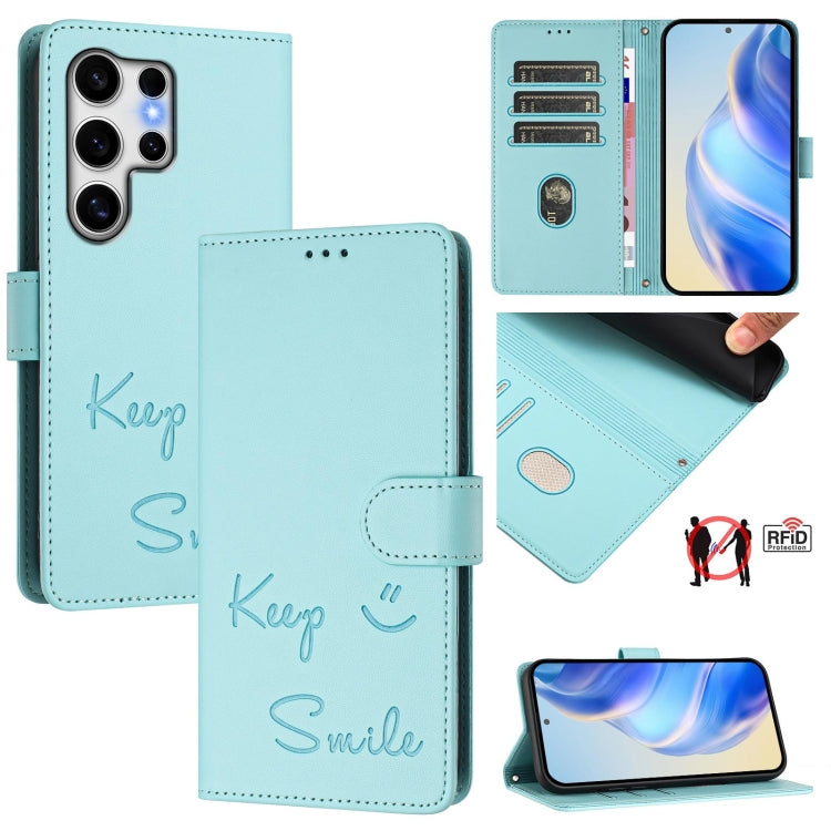 Smile Embossing RFID Leather Phone Case