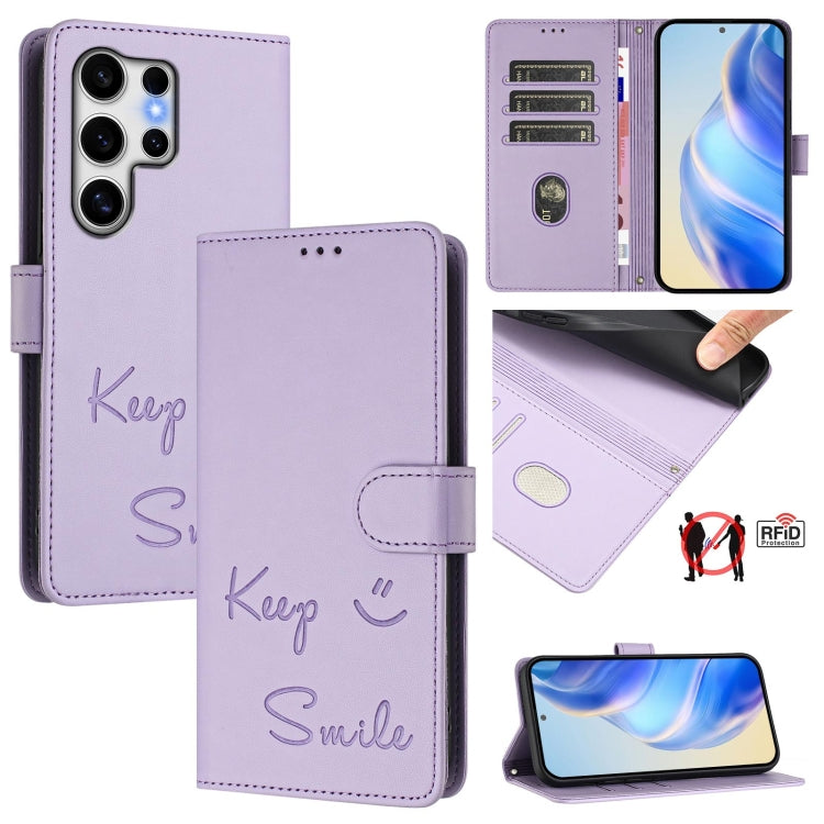 Smile Embossing RFID Leather Phone Case