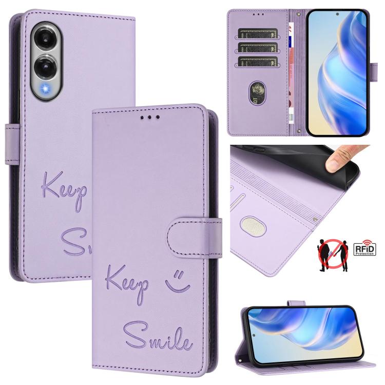 Smile Embossing RFID Leather Phone Case