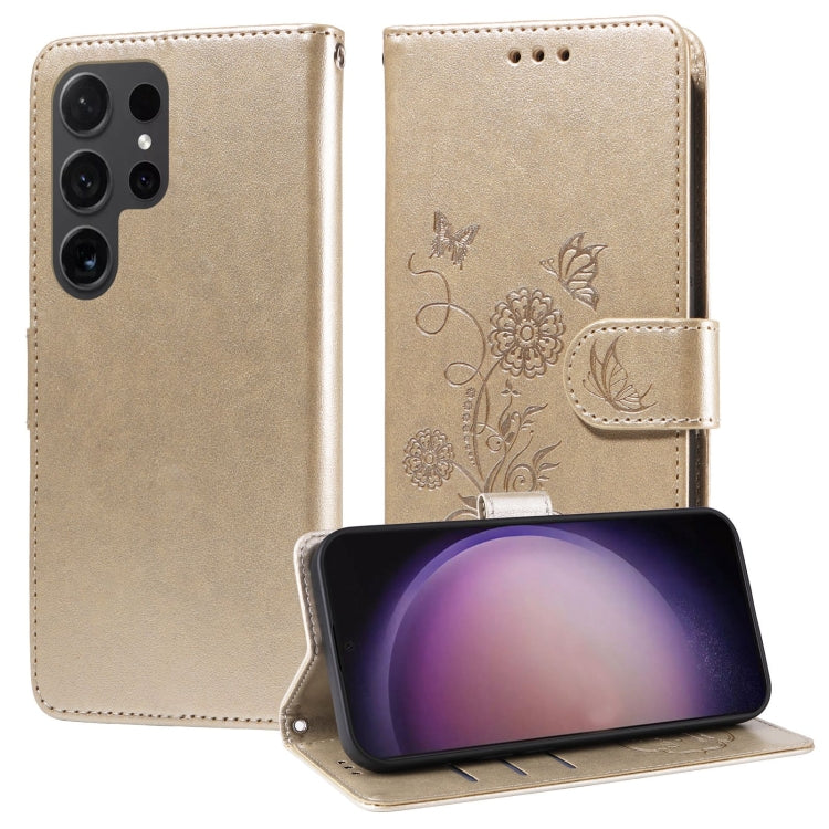 Embossed Butterfly Flowers Leather Phone Case