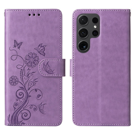 Embossed Butterfly Flowers Leather Phone Case