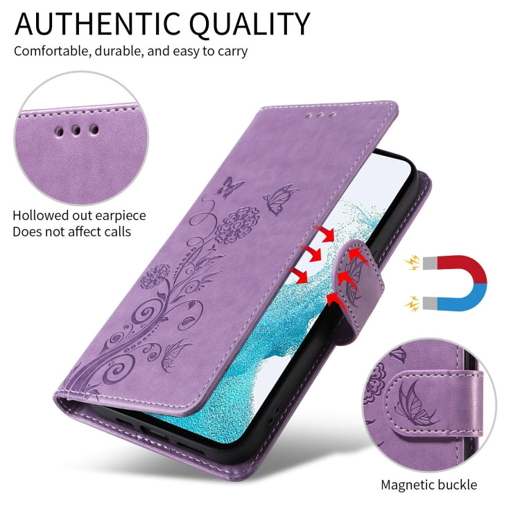Embossed Butterfly Flowers Leather Phone Case