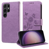 Embossed Butterfly Flowers Leather Phone Case
