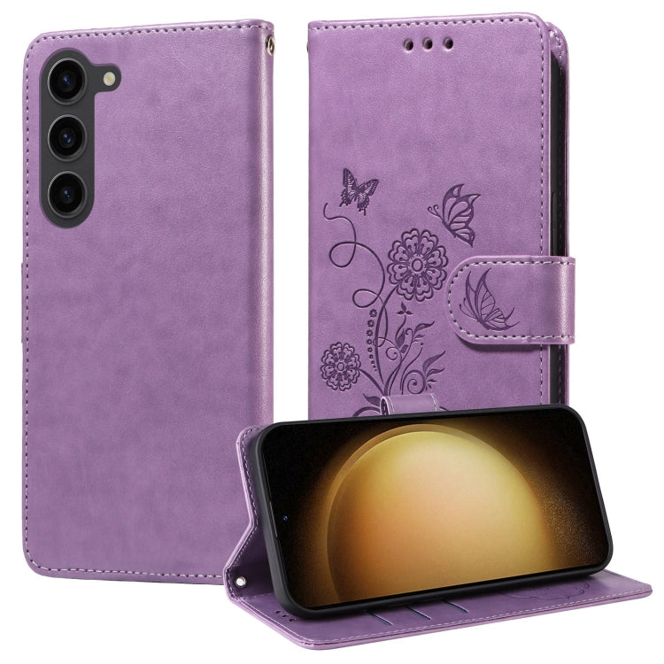Embossed Butterfly Flowers Leather Phone Case