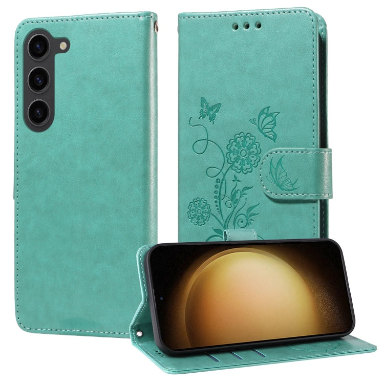 Embossed Butterfly Flowers Leather Phone Case