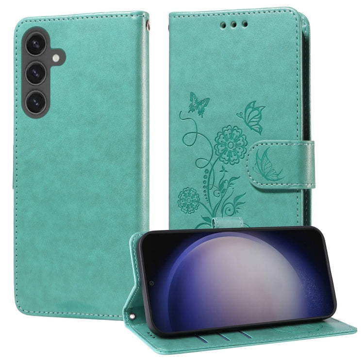 Embossed Butterfly Flowers Leather Phone Case