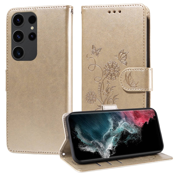 Embossed Butterfly Flowers Leather Phone Case