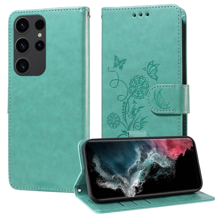 Embossed Butterfly Flowers Leather Phone Case