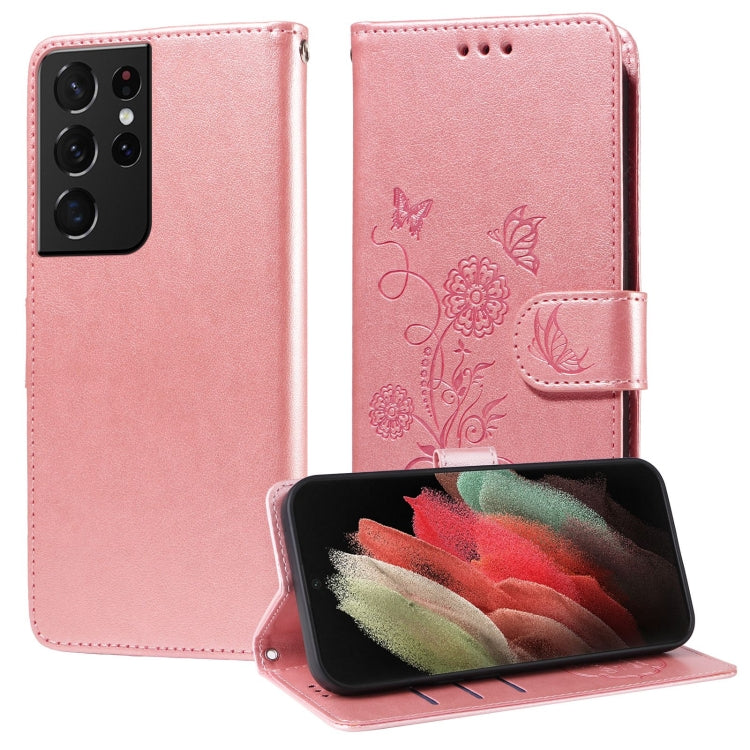 Embossed Butterfly Flowers Leather Phone Case