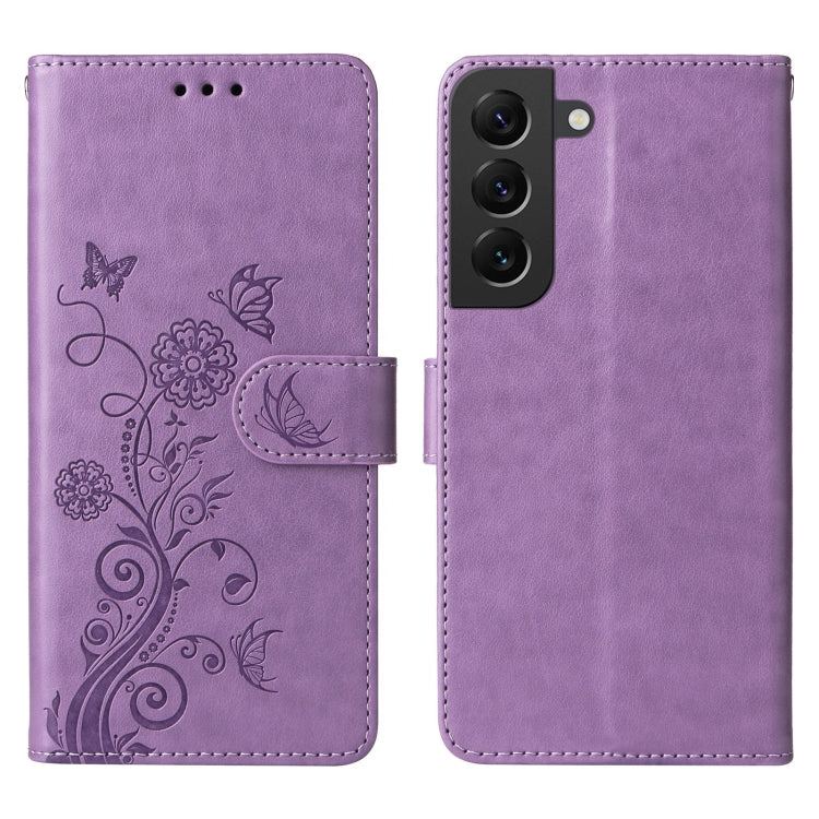 Embossed Butterfly Flowers Leather Phone Case
