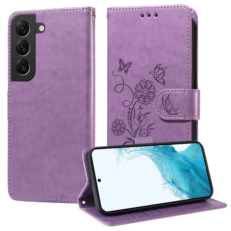 Embossed Butterfly Flowers Leather Phone Case