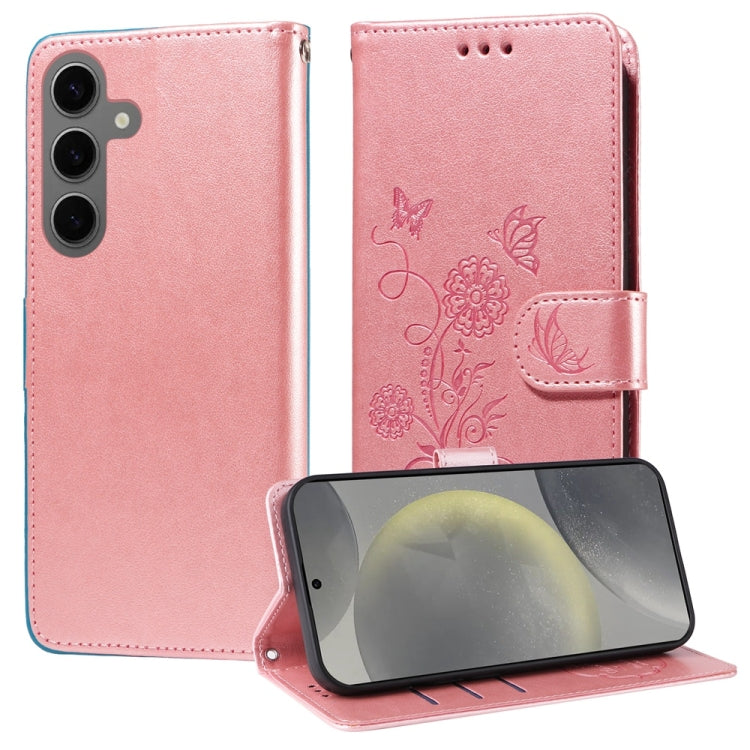 Embossed Butterfly Flowers Leather Phone Case
