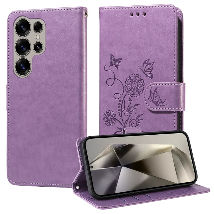 Embossed Butterfly Flowers Leather Phone Case