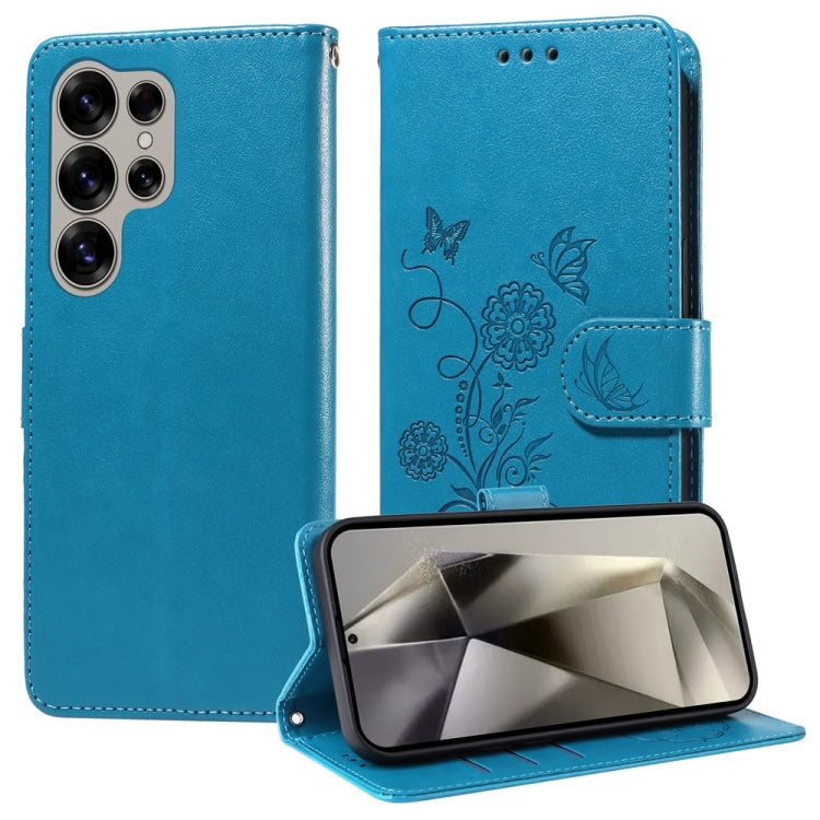 Embossed Butterfly Flowers Leather Phone Case