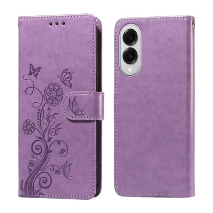 Embossed Butterfly Flowers Leather Phone Case