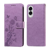 Embossed Butterfly Flowers Leather Phone Case