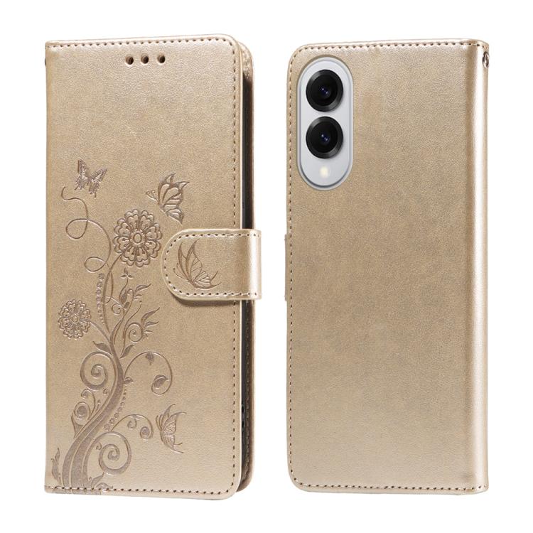 Embossed Butterfly Flowers Leather Phone Case