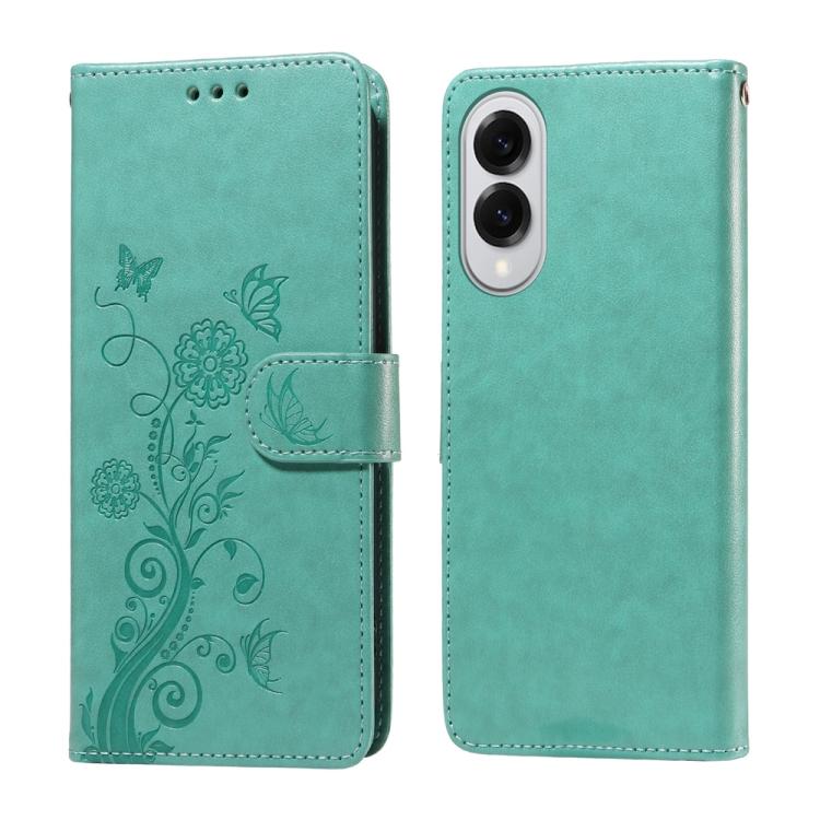 Embossed Butterfly Flowers Leather Phone Case
