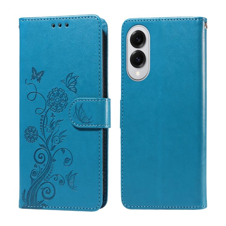 Embossed Butterfly Flowers Leather Phone Case