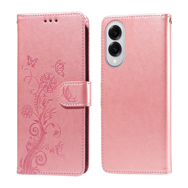 Embossed Butterfly Flowers Leather Phone Case