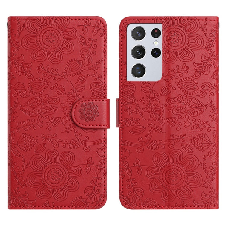 Floral Embossed Pattern Leather Phone Case, For Samsung Galaxy S21+ 5G, For Samsung Galaxy S21 Ultra 5G, For Samsung Galaxy S20 FE 5G