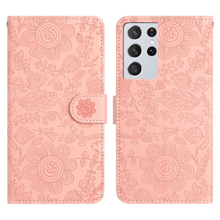 Floral Embossed Pattern Leather Phone Case, For Samsung Galaxy S21+ 5G, For Samsung Galaxy S21 Ultra 5G, For Samsung Galaxy S20 FE 5G