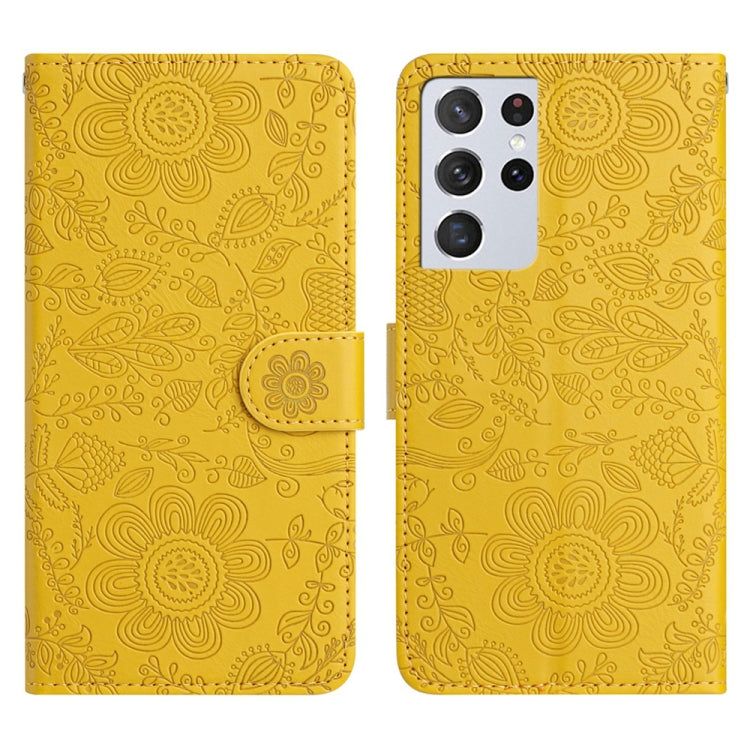 Floral Embossed Pattern Leather Phone Case, For Samsung Galaxy S21+ 5G, For Samsung Galaxy S21 Ultra 5G, For Samsung Galaxy S20 FE 5G