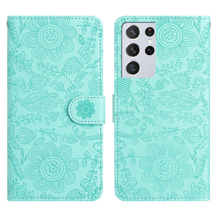 Floral Embossed Pattern Leather Phone Case, For Samsung Galaxy S21+ 5G, For Samsung Galaxy S21 Ultra 5G, For Samsung Galaxy S20 FE 5G