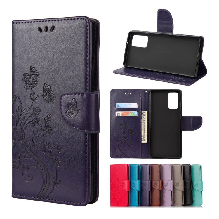 Butterfly Flower Embossing Horizontal Flip Leather Case with Holder & Card Slots & Wallet, For Samsung Galaxy Note20, For Samsung Galaxy Note20 Ultra