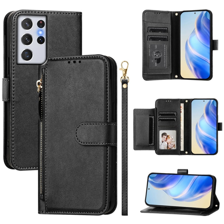 Multi-Card Slots Zipper Wallet Leather Phone Case