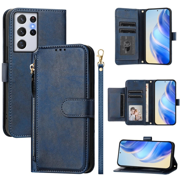 Multi-Card Slots Zipper Wallet Leather Phone Case