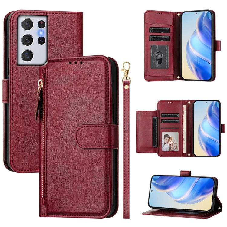 Multi-Card Slots Zipper Wallet Leather Phone Case