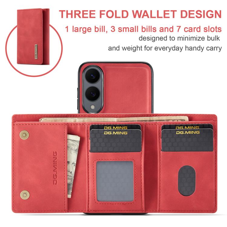 DG.MING M1 Series 3-Fold Multi Card Wallet + Magnetic Phone Case, For Samsung Galaxy S25 Edge 5G, For Samsung Galaxy S25 Ultra 5G, For Samsung Galaxy S24 FE 5G