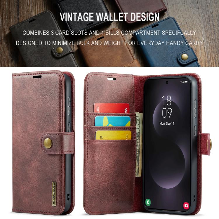 DG.MING Crazy Horse Texture Detachable Magnetic Leather Case, For Samsung Galaxy S25 Edge 5G, For Samsung Galaxy S25 Ultra 5G, For Samsung Galaxy S24 FE 5G