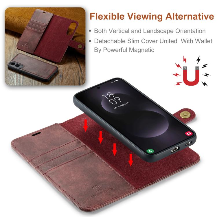 DG.MING Crazy Horse Texture Detachable Magnetic Leather Case, For Samsung Galaxy S25 Edge 5G, For Samsung Galaxy S25 Ultra 5G, For Samsung Galaxy S24 FE 5G