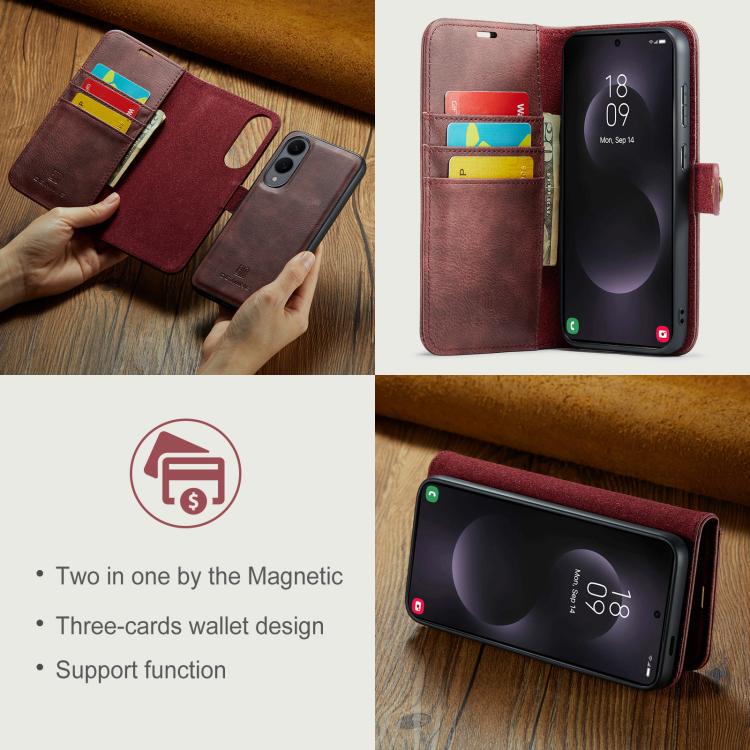 DG.MING Crazy Horse Texture Detachable Magnetic Leather Case, For Samsung Galaxy S25 Edge 5G, For Samsung Galaxy S25 Ultra 5G, For Samsung Galaxy S24 FE 5G