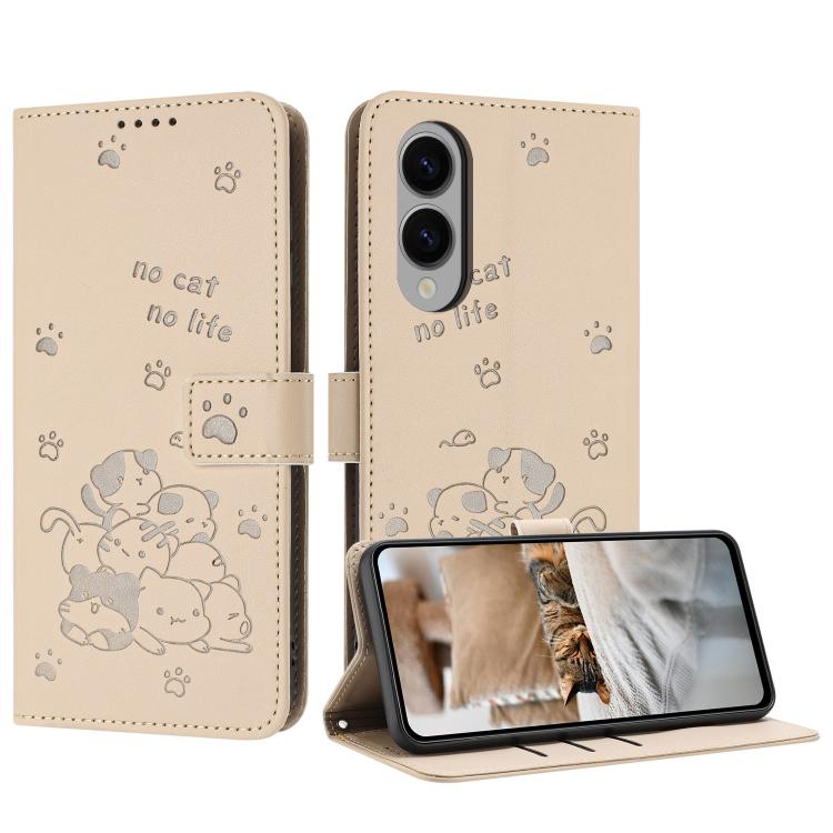 Embossed Kitten Phone Leather Case with Lanyard