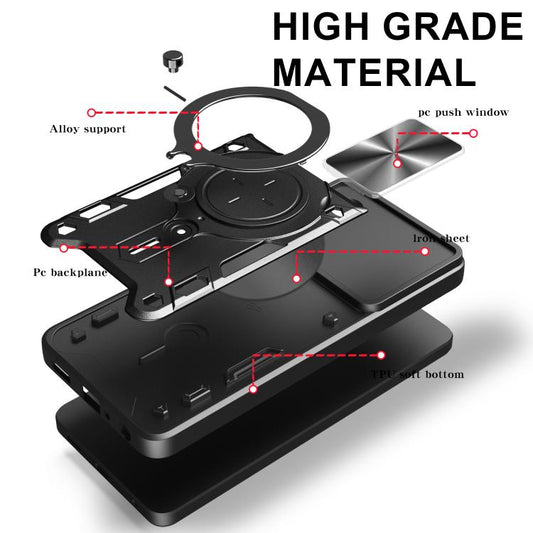 CD Texture Sliding Camshield Magnetic Holder Phone Case